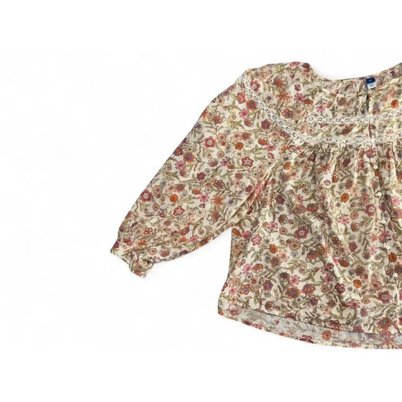 Old Navy Women's Blouse Size XL Floral Boho Long Sleeve Lace Button Down - Picture 6 of 8
